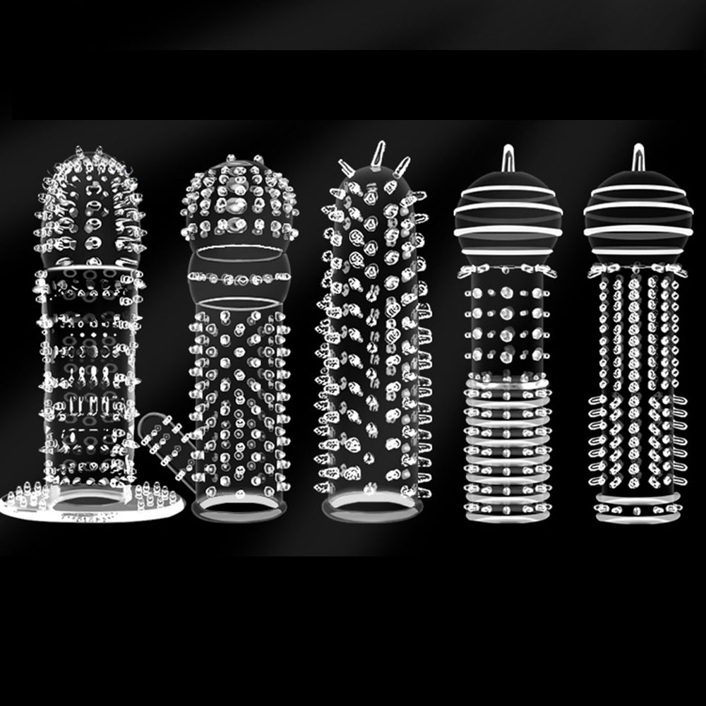 Men'S Vegan Accessories - 5types Textured Penis Sleeves for enhanced