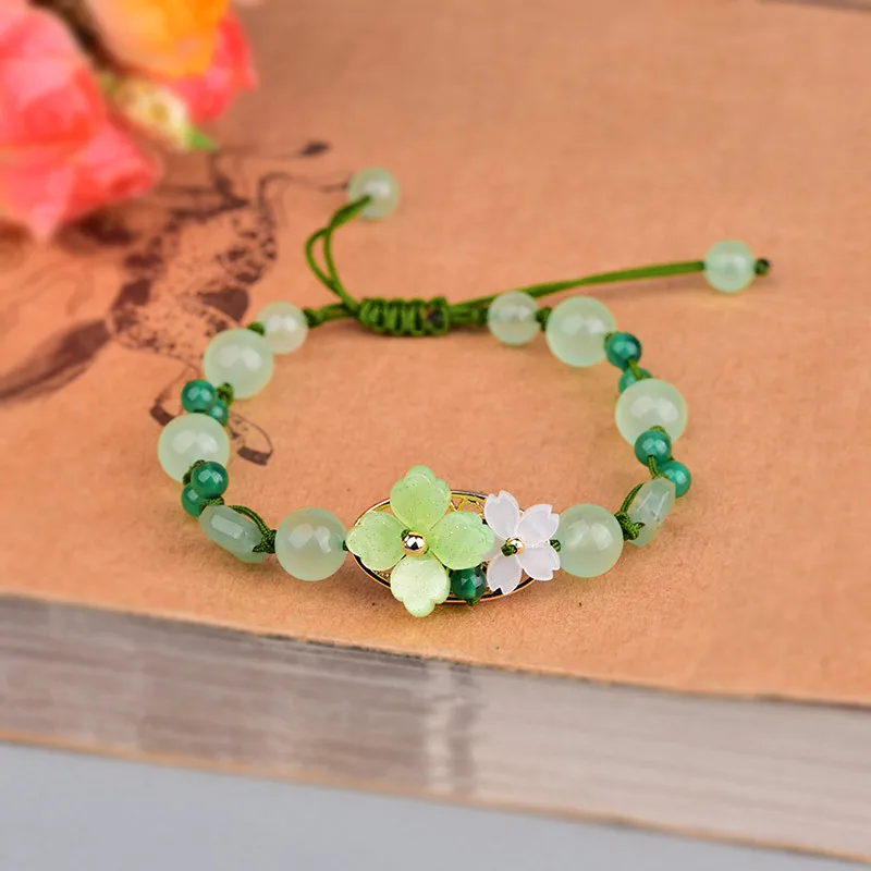 Green Jade Flower Bracelet Amu - Bead Bracelet Men review and price