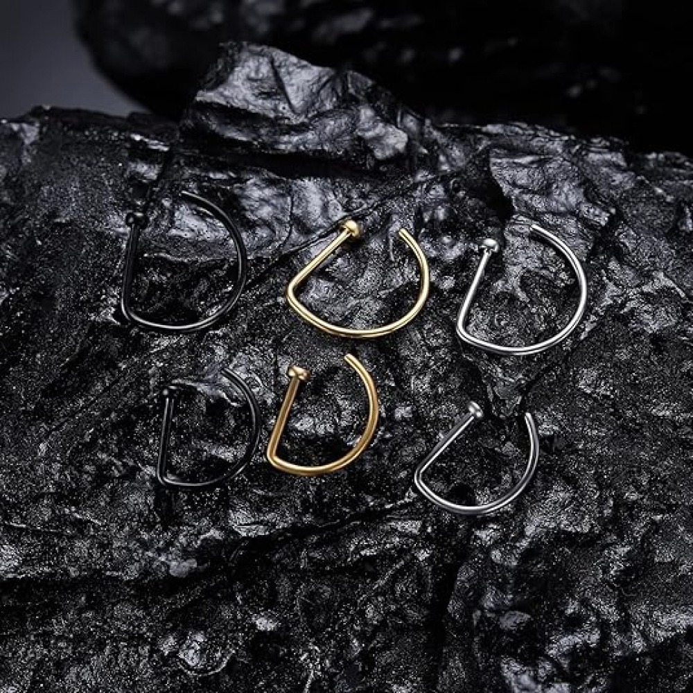4 Pack Non Piercing D-Shaped N - Men'S Accessories Rings review and price