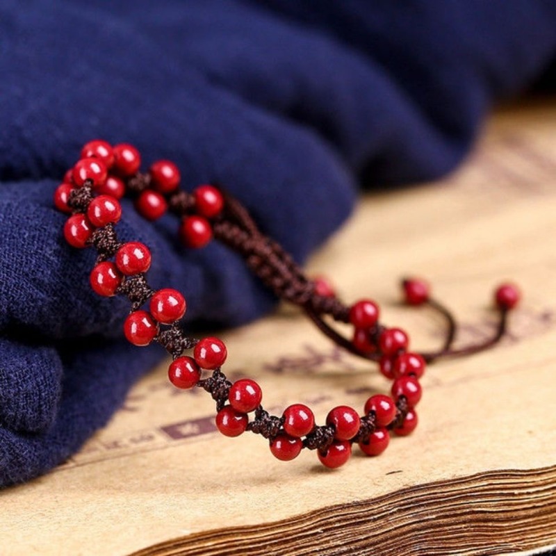 Customized Natural Red Cinnaba - Bead Bracelet Men review and price