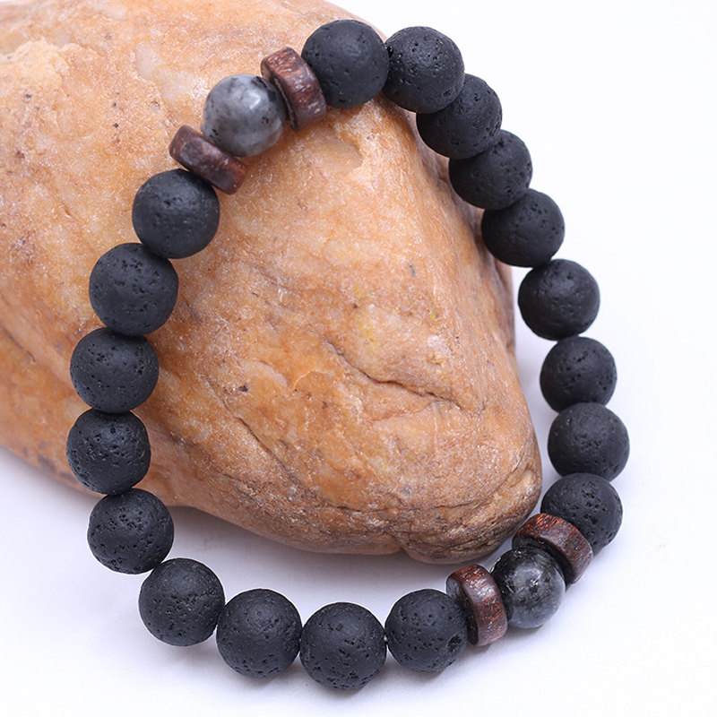 Handmade Elastic 8mm Volcanic  - Bead Bracelet Men review and price